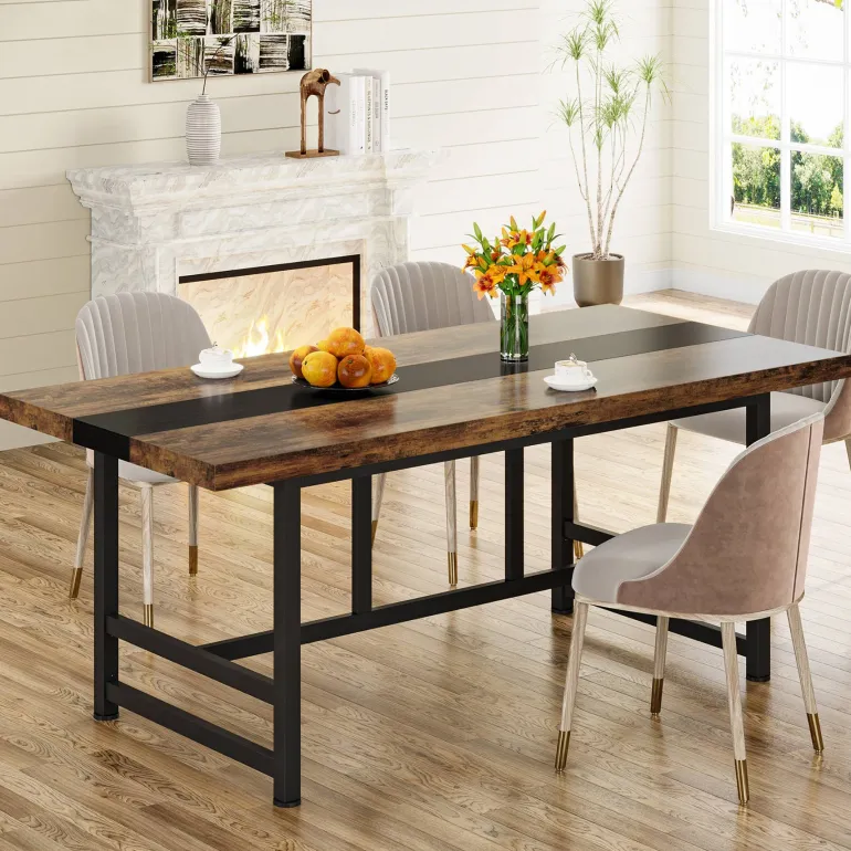 Hot Tribesigns Dinning Table 6 People, 70" Home & Kitchen Table with Metal Frame