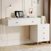 Discount Tribesigns 5-Drawer Computer Desk with Transparent Acrylic Base and Legs