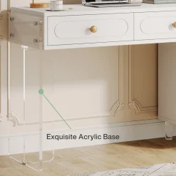 Discount Tribesigns 5-Drawer Computer Desk with Transparent Acrylic Base and Legs