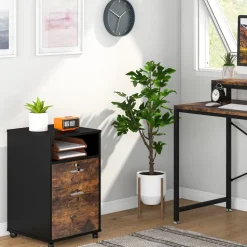 Store Tribesigns 2-Drawer File Cabinet Mobile Printer Stand with Lock