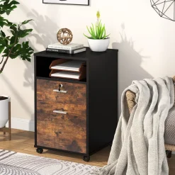 Store Tribesigns 2-Drawer File Cabinet Mobile Printer Stand with Lock