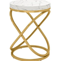 New Tribesigns End Table, 26" Tall Round Sofa Side Table with Faux Marble Top