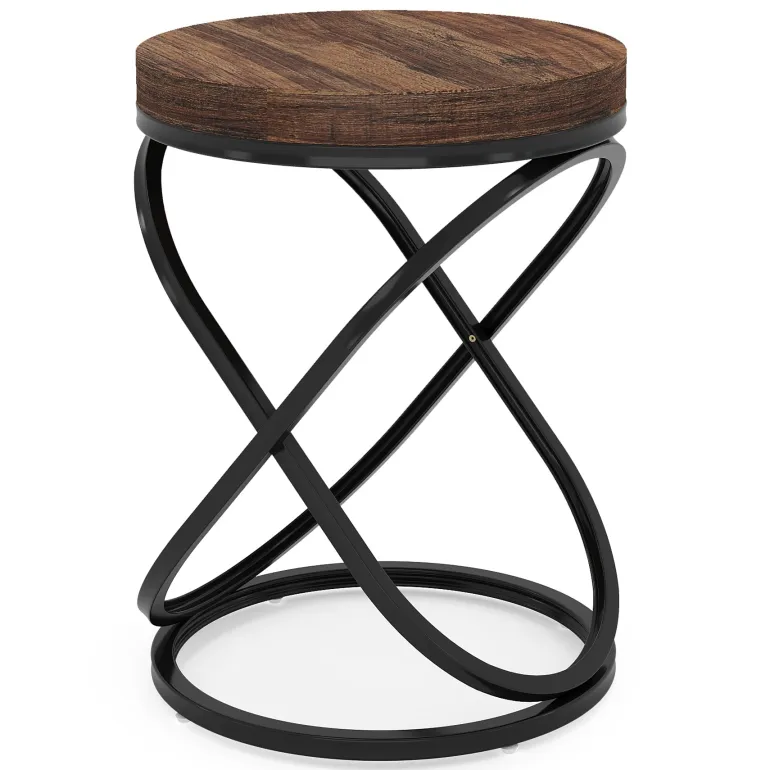New Tribesigns End Table, 26" Tall Round Sofa Side Table with Faux Marble Top