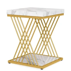 Best Tribesigns End Table, 2-Tier Square Side Table Modern Bedside Table