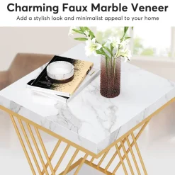 Best Tribesigns End Table, 2-Tier Square Side Table Modern Bedside Table