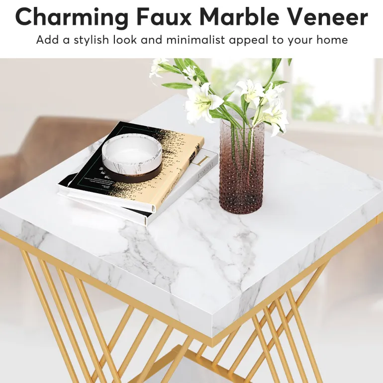 Best Tribesigns End Table, 2-Tier Square Side Table Modern Bedside Table
