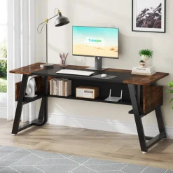 Outlet Tribesigns Executive Desk, 63" Computer Office Desk with Storage Shelf