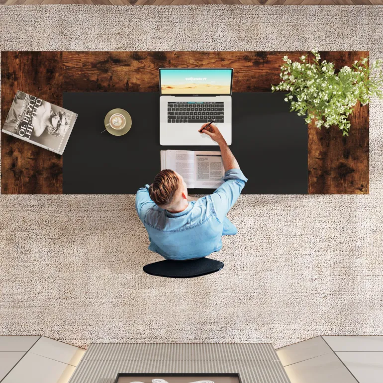 Outlet Tribesigns Executive Desk, 63" Computer Office Desk with Storage Shelf