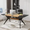 Store Tribesigns Executive Desk, 63" Computer Office Desk with X-Shape Frame