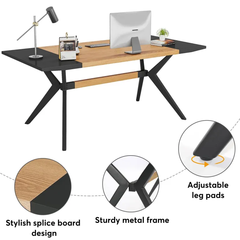 Store Tribesigns Executive Desk, 63" Computer Office Desk with X-Shape Frame