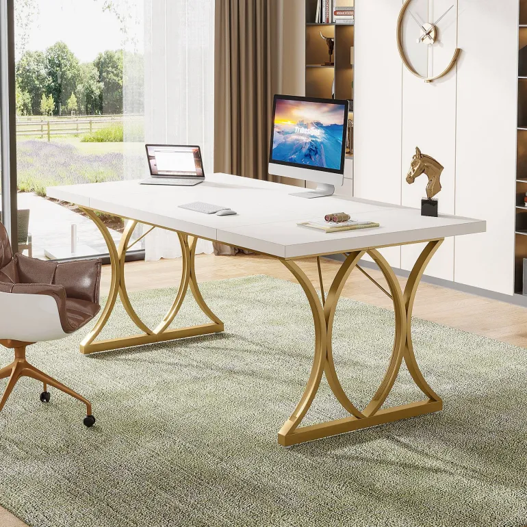 Cheap Tribesigns Executive Desk, 63" Modern Computer Desk Home Office Table