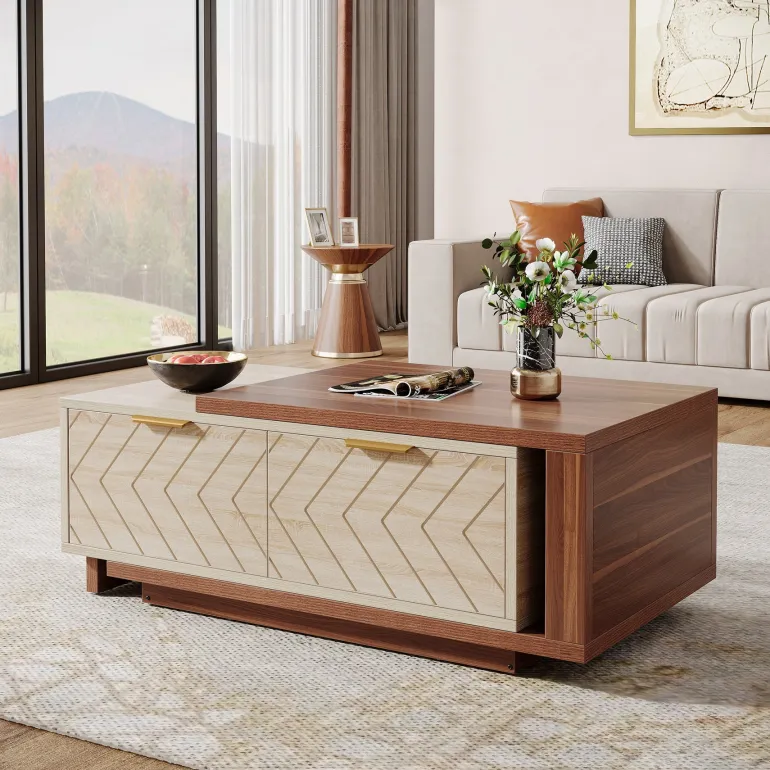 Best Tribesigns Extendable Coffee Table, Center Table Cocktail Table with 2 Storage Drawers