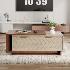 Best Tribesigns Extendable Coffee Table, Center Table Cocktail Table with 2 Storage Drawers