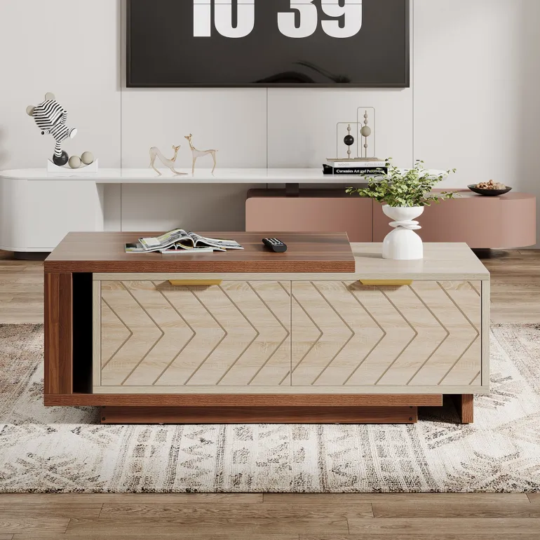 Best Tribesigns Extendable Coffee Table, Center Table Cocktail Table with 2 Storage Drawers