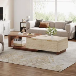 Best Tribesigns Extendable Coffee Table, Center Table Cocktail Table with 2 Storage Drawers