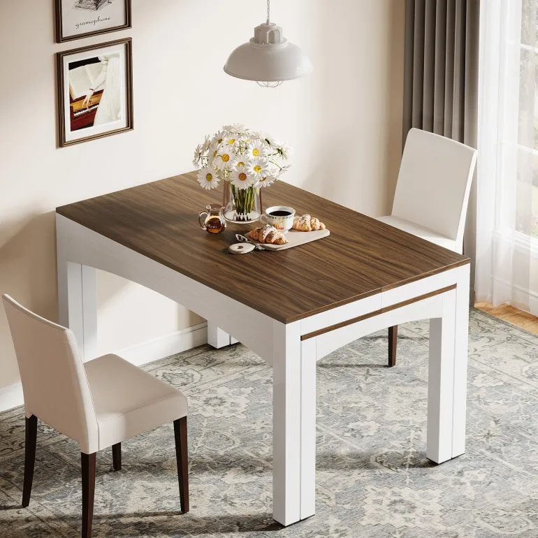 Shop Tribesigns Extendable Dining Table, Farmhouse Kitchen Table for 6 - 10 people