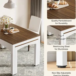 Shop Tribesigns Extendable Dining Table, Farmhouse Kitchen Table for 6 - 10 people