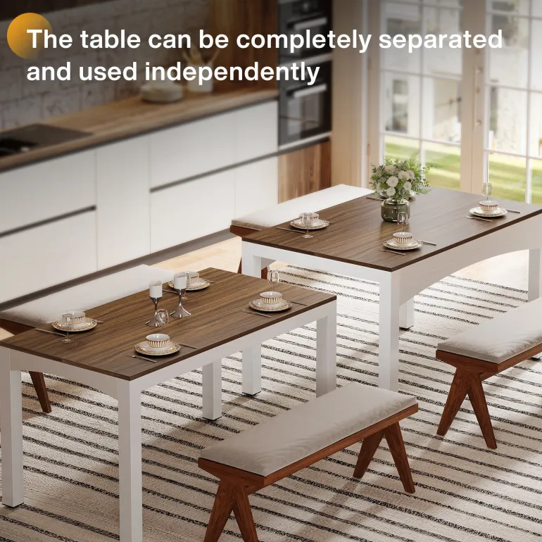 Shop Tribesigns Extendable Dining Table, Farmhouse Kitchen Table for 6 - 10 people
