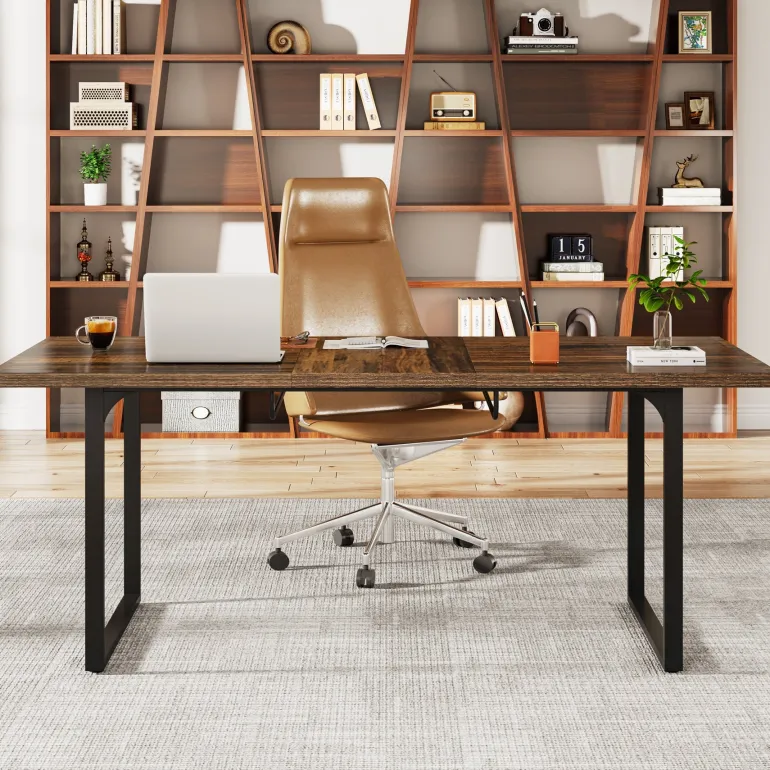 Discount Tribesigns Extendable Executive Table, 63" - 78" Computer Desk Office Desk