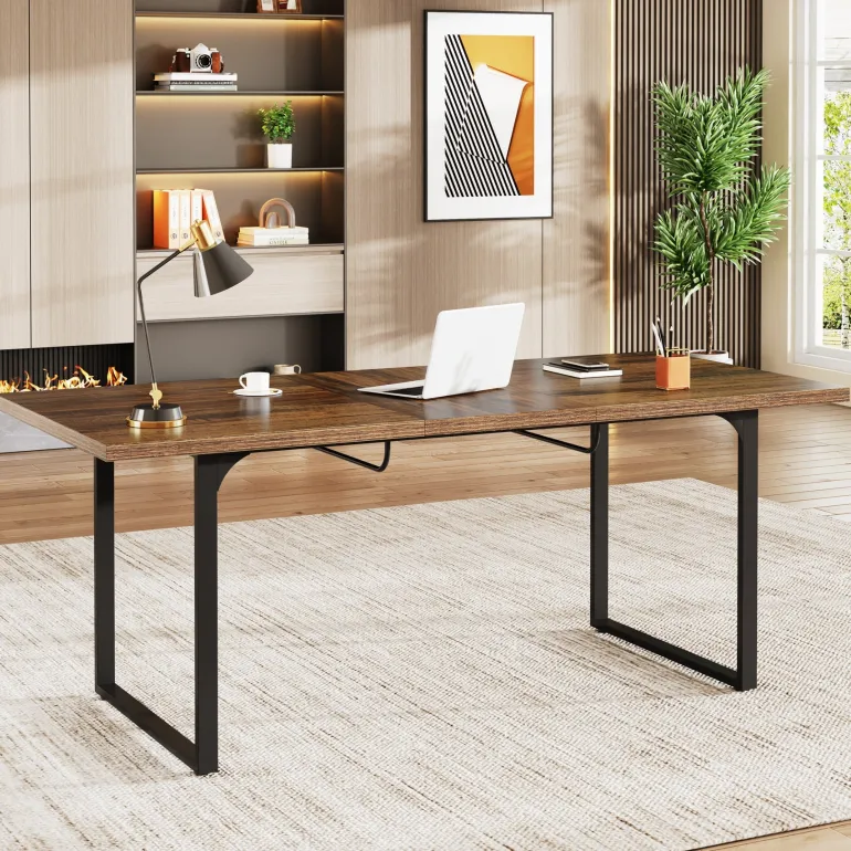 Discount Tribesigns Extendable Executive Table, 63" - 78" Computer Desk Office Desk