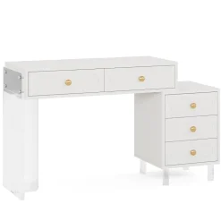 Flash Sale Tribesigns Extendable Makeup Vanity with 5-Drawer and Acrylic Base and Legs(Without Mirror)