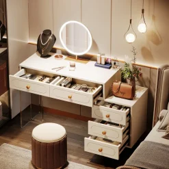 Flash Sale Tribesigns Extendable Makeup Vanity with 5-Drawer and Acrylic Base and Legs(Without Mirror)