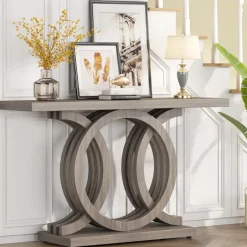 Shop Tribesigns Farmhouse Console Table, 55" Hallway Sofa Table With Geometric Base