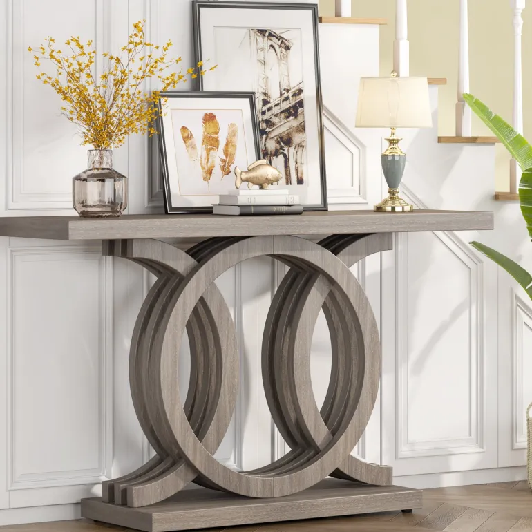 Shop Tribesigns Farmhouse Console Table, 55" Hallway Sofa Table With Geometric Base