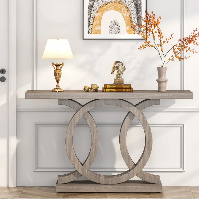Shop Tribesigns Farmhouse Console Table, 55" Hallway Sofa Table With Geometric Base