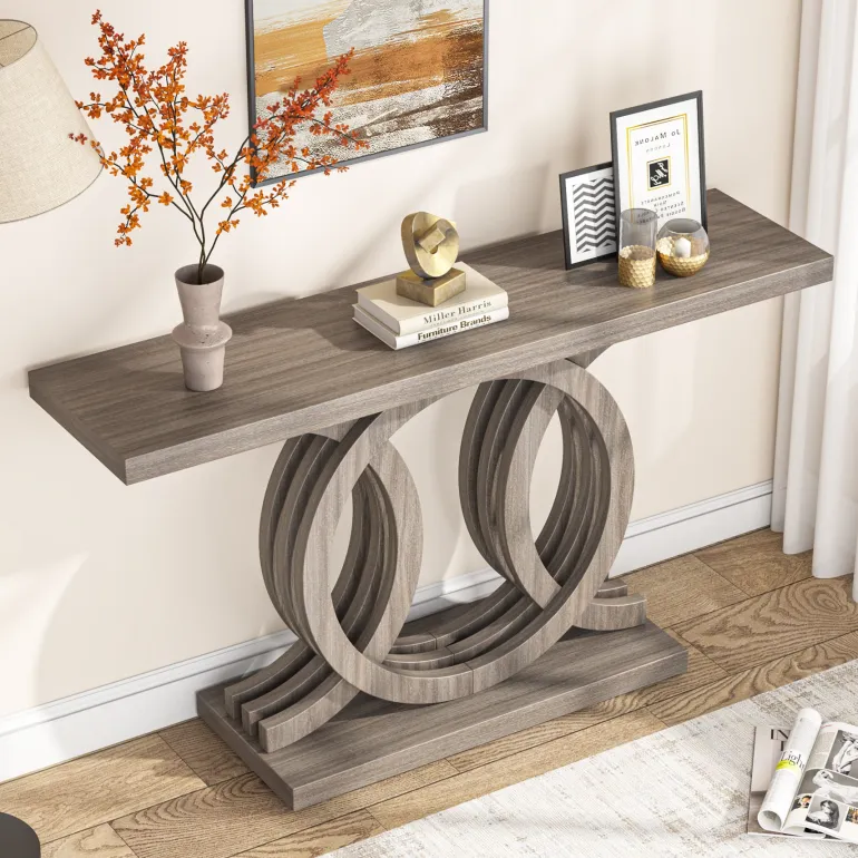 Shop Tribesigns Farmhouse Console Table, 55" Hallway Sofa Table With Geometric Base