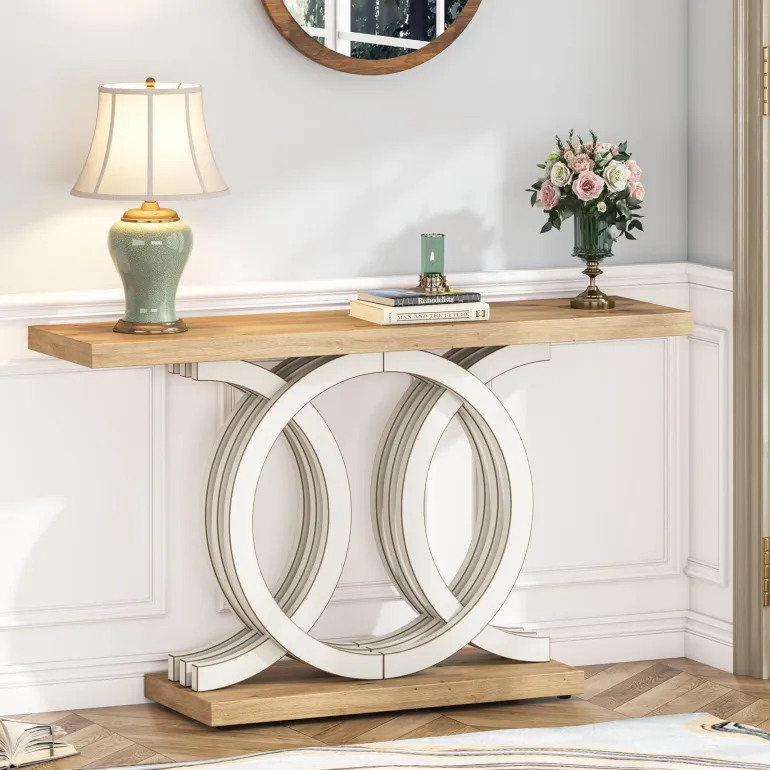 Shop Tribesigns Farmhouse Console Table, 55" Hallway Sofa Table With Geometric Base