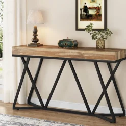 Store Tribesigns Farmhouse Console Table, 55" Sofa Table Wood Entryway Table