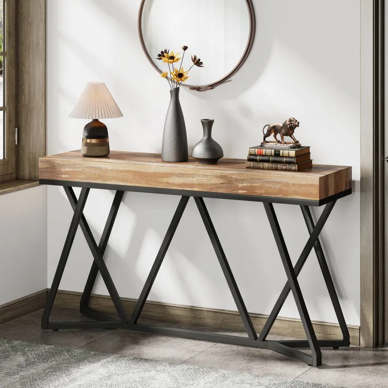 Store Tribesigns Farmhouse Console Table, 55" Sofa Table Wood Entryway Table