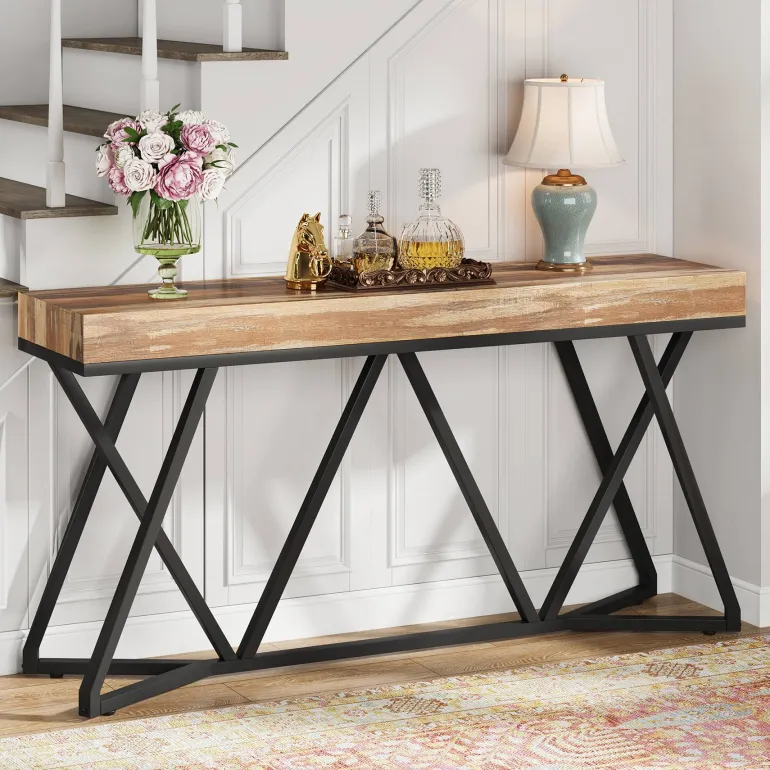 Store Tribesigns Farmhouse Console Table, 55" Sofa Table Wood Entryway Table