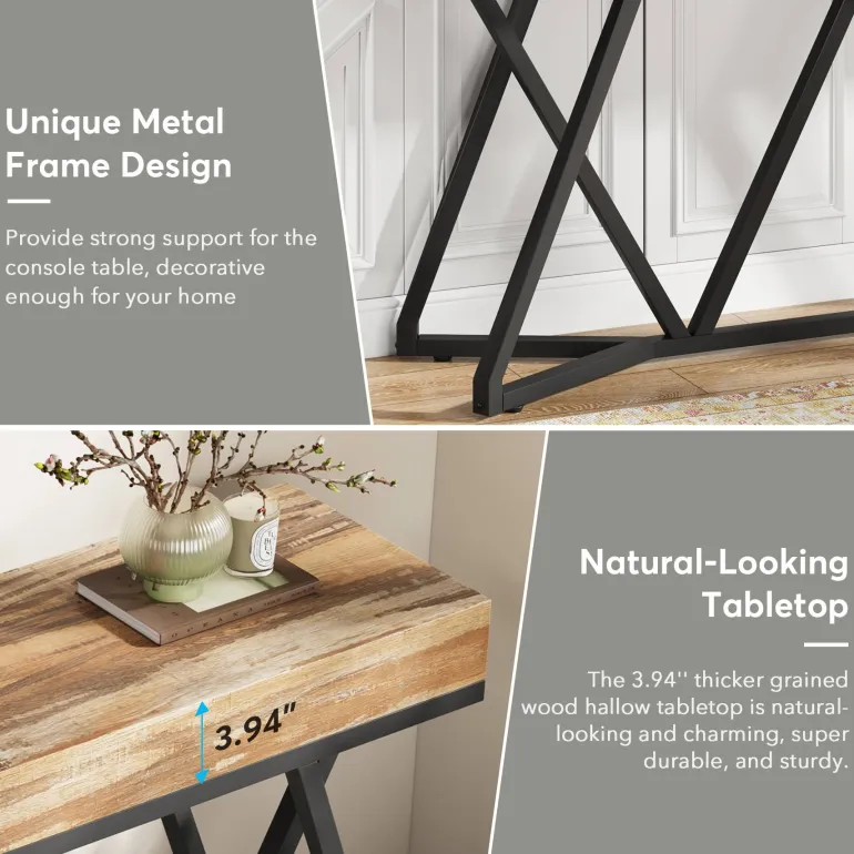 Store Tribesigns Farmhouse Console Table, 55" Sofa Table Wood Entryway Table