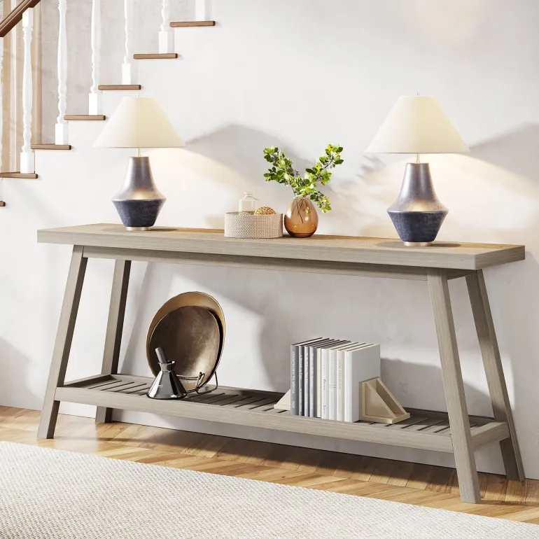 Cheap Tribesigns Farmhouse Console Table, 70.9" Entryway Table 2 - Tier Sofa Table