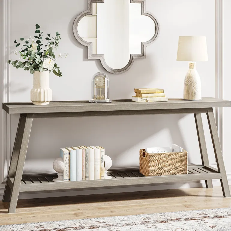 Cheap Tribesigns Farmhouse Console Table, 70.9" Entryway Table 2 - Tier Sofa Table
