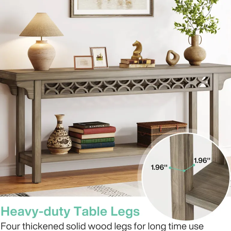 Shop Tribesigns Farmhouse Console Table, 70.8" Narrow Wood Sofa Table with Storage