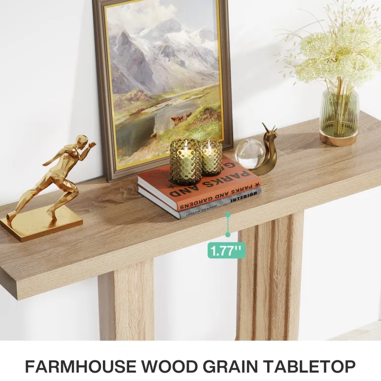 Clearance Tribesigns Farmhouse Console Table, 39" Wood Entryway Table with Geometric Base
