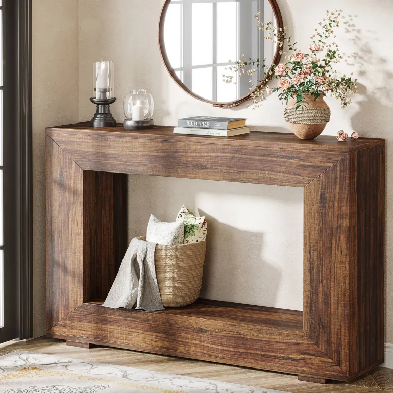 Cheap Tribesigns Farmhouse Console Table, 47" Wood Entryway Sofa Table with Storage
