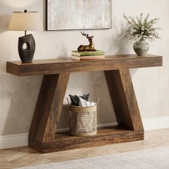 New Tribesigns Farmhouse Console Table, 55" Sofa Table with Storage