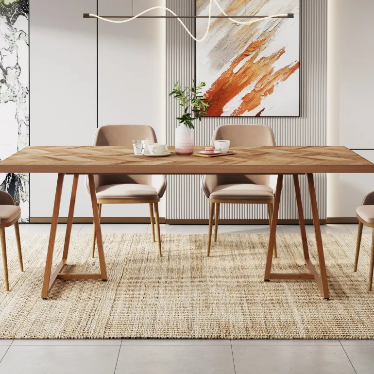 Sale Tribesigns Farmhouse Dining Table for 6 to 8, 70.9" Rectangular Wood Kitchen Table
