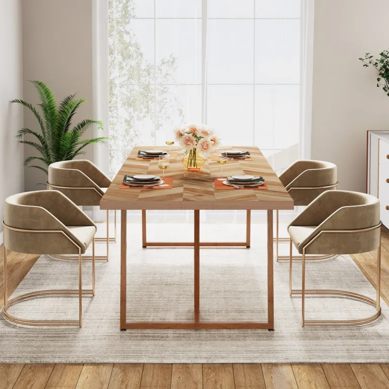 Sale Tribesigns Farmhouse Dining Table for 6 to 8, 70.9" Rectangular Wood Kitchen Table