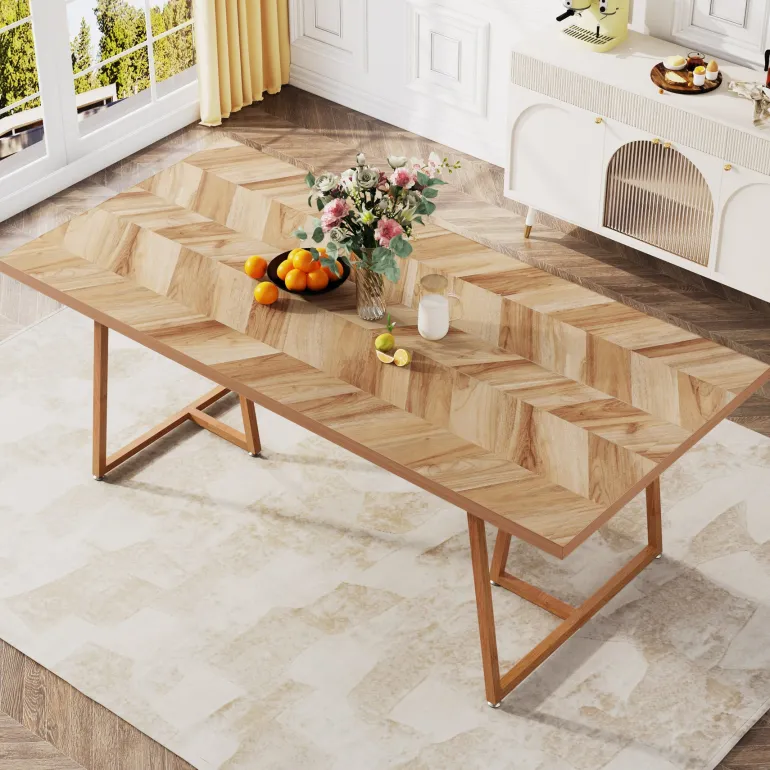 Sale Tribesigns Farmhouse Dining Table for 6 to 8, 70.9" Rectangular Wood Kitchen Table