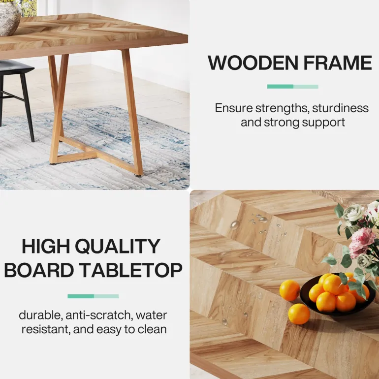 Sale Tribesigns Farmhouse Dining Table for 6 to 8, 70.9" Rectangular Wood Kitchen Table