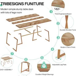 Sale Tribesigns Farmhouse Dining Table for 6 to 8, 70.9