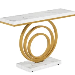 Hot Tribesigns Faux Marble Console Table, 41" Entryway Sofa Table with Gold Ring Base