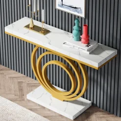 Hot Tribesigns Faux Marble Console Table, 41