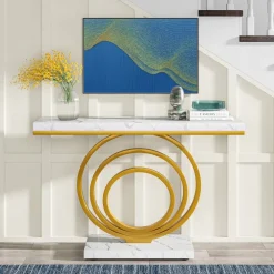 Hot Tribesigns Faux Marble Console Table, 41