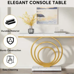 Hot Tribesigns Faux Marble Console Table, 41